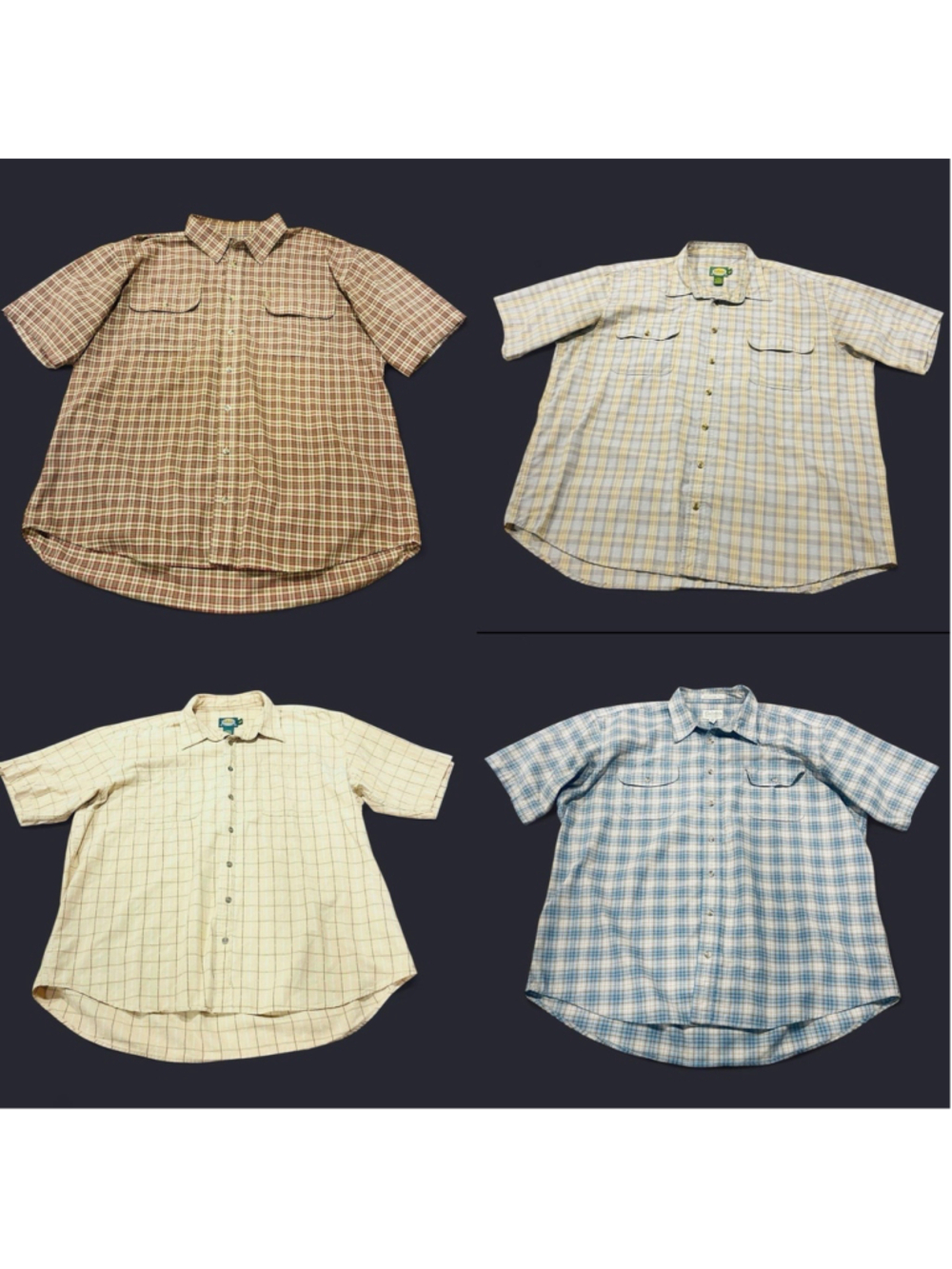 Cabela’s Men’s 2XL Tall Plaid Short Sleeve Shirts Lot of 4 Outdoor Button Up
